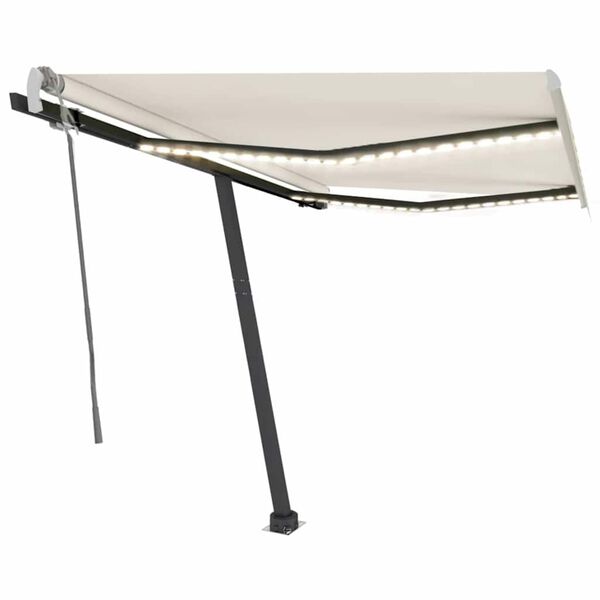 vidaXL Tenda da Sole Retrattile Manuale con LED 350x250 cm Crema