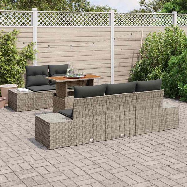 vidaXL Set Divano da Giardino 6 pcs Grigio Poly Rattan