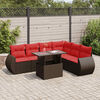 vidaXL Set Divani Giardino 7 pz con Cuscini Marrone Polyrattan Acacia