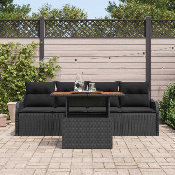 vidaXL Set Divano da Giardino con archiviazione 5 pcs Nero polyrattan