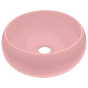vidaXL Lavandino Lusso Rotondo Rosa Opaco 40x15 cm in Ceramica