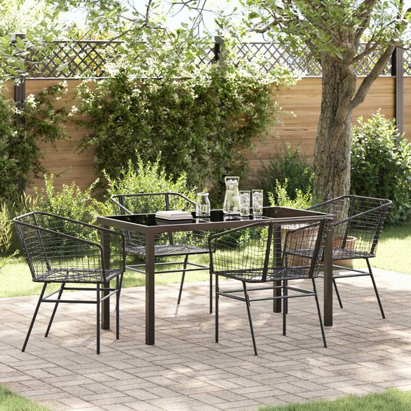 vidaXL Set da Pranzo per Giardino 5 pcs Nero polyrattan