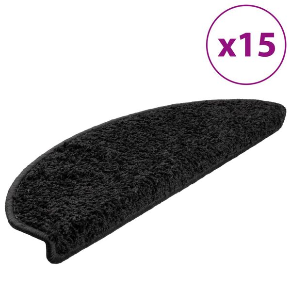 vidaXL Tappetini per scale 15 pz 65x21x4 cm Nero Semicircolari Grandi