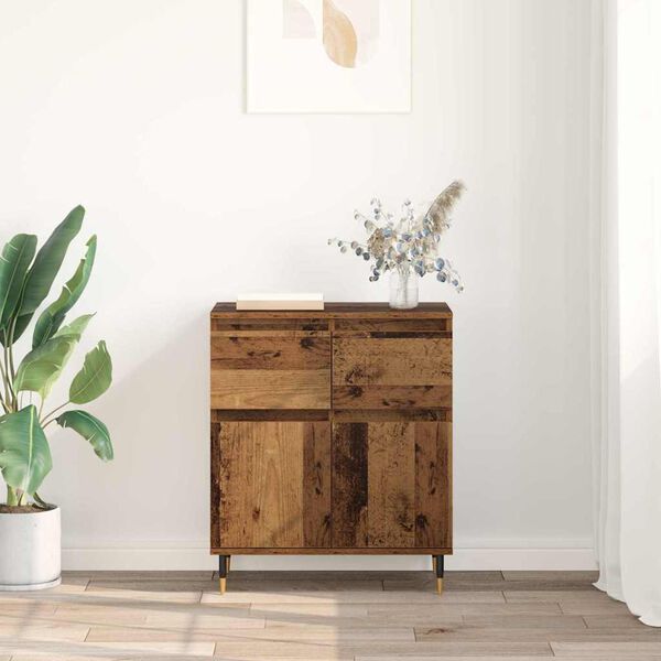vidaXL Credenza con cassetto Legno vecchio 60 x 35 x 70 cm