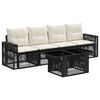 vidaXL Set Divano da Giardino 5 pz Nero e Bianco Crema polyrattan