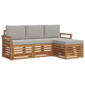 vidaXL Set di divani da esterno 4 pz Grigio Naturale e Chiaro
