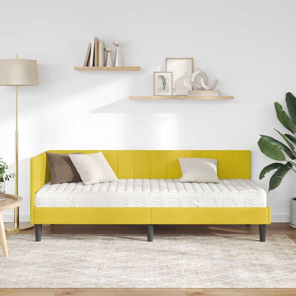 vidaXL Struttura Letto Angolare con Materasso 2 pcs Giallo Velluto