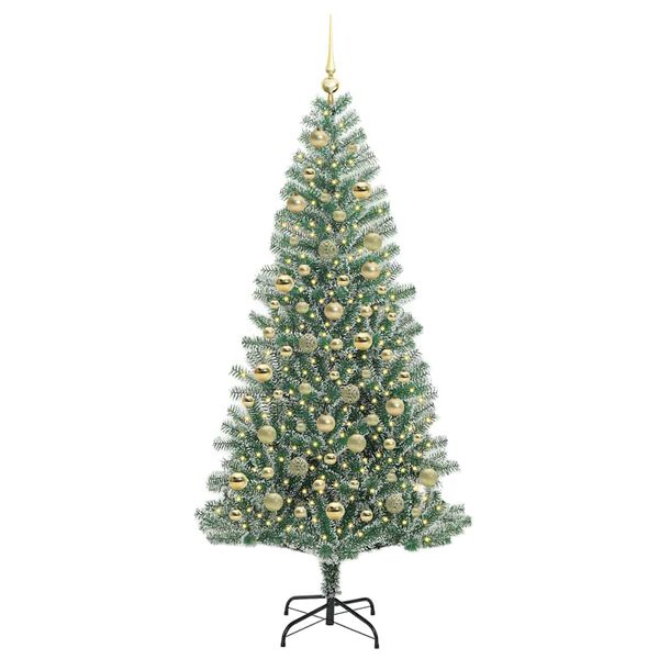 vidaXL Albero di Natale Artificiale Imbiancato con Luci LED 210 cm
