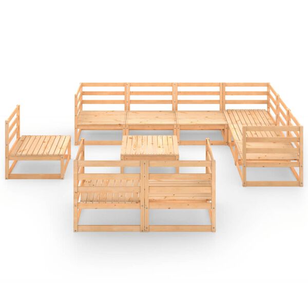 vidaXL Set Divani da Giardino 10 pz in Legno Massello di Pino