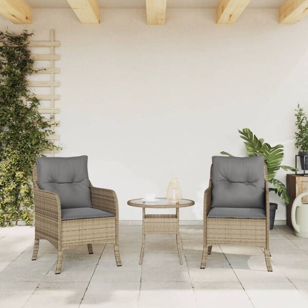 vidaXL Sedie da Giardino con Cuscini 2 pz Beige Misto in Polyrattan