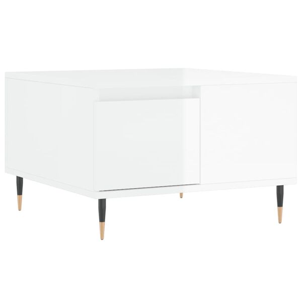 vidaXL Tavolino Salotto Bianco Lucido 55x55x36,5 cm Legno Multistrato