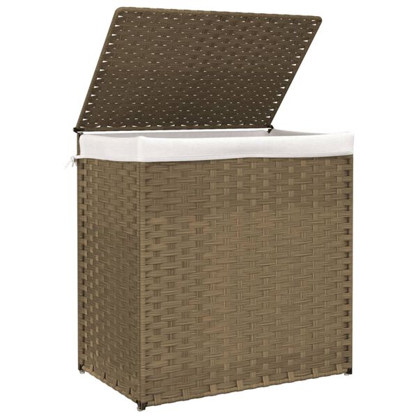 vidaXL Cesto Portabiancheria con 2 Sezioni 53x35x57 cm Polyrattan