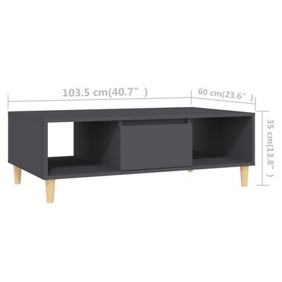 vidaXL Tavolino da Salotto Grigio 103,5x60x35 cm in Legno Multistrato