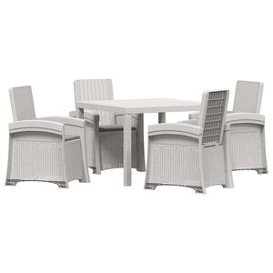 vidaXL Set da Pranzo per Giardino 5 pz Bianco e Grigio Chiaro PP