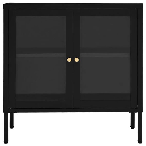 vidaXL Credenza Nera 70x35x70 cm in Acciaio e Vetro