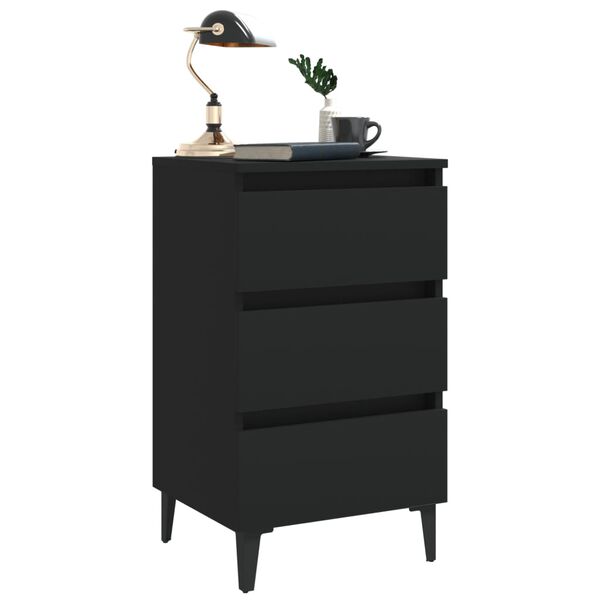 vidaXL Comodino con Gambe in Metallo Nero 40x35x69 cm