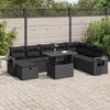 vidaXL Set Divani da Giardino 9 pz con Cuscini Nero in Polyrattan