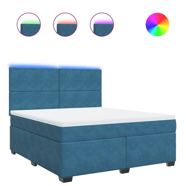 vidaXL Giroletto a Molle con Materasso Blu 180x200 cm in Velluto