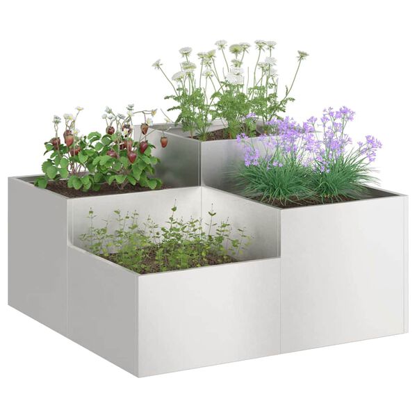 vidaXL Vaso da giardino Argento 80 x 80 x 48 cm Acciaio inossidabile