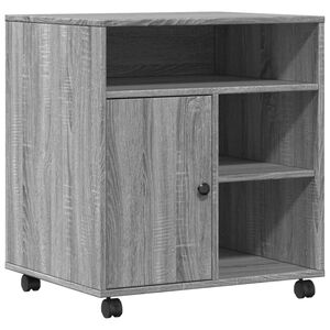 vidaXL Supporto per Stampante con Ruote Grigio Sonoma 60x50x67 cm