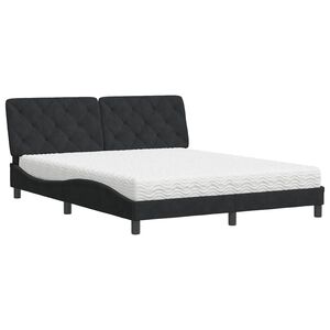 vidaXL Letto con Materasso Nero 160x200 cm in Velluto