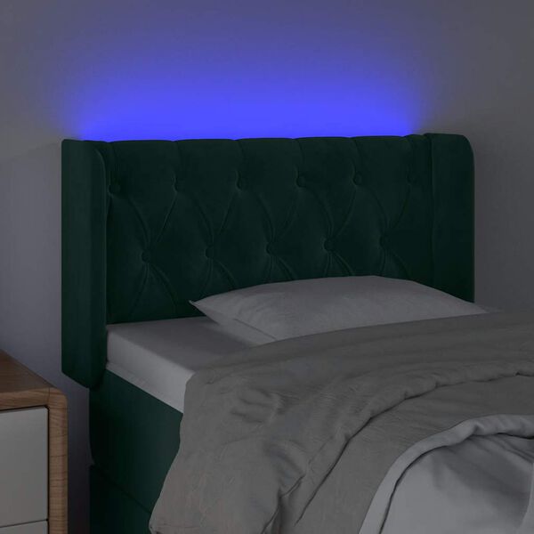 vidaXL Testiera a LED Verde Scuro 83x16x78/88 cm in Velluto