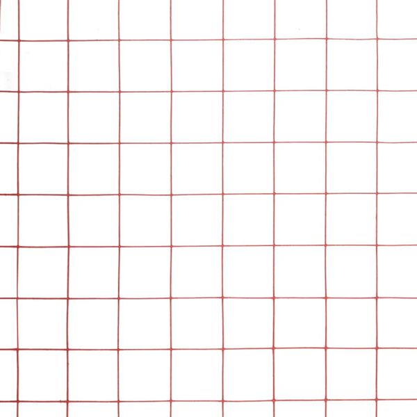 vidaXL Recinzione in Rete per Pollaio in Acciaio e PVC 25x0,5 m Rossa