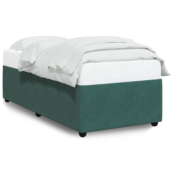 vidaXL Giroletto senza Materasso Verde Scuro 90x190 cm in Velluto