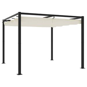 vidaXL Gazebo da Giardino con Tetto Retrattile Crema 3x3m in Acciaio