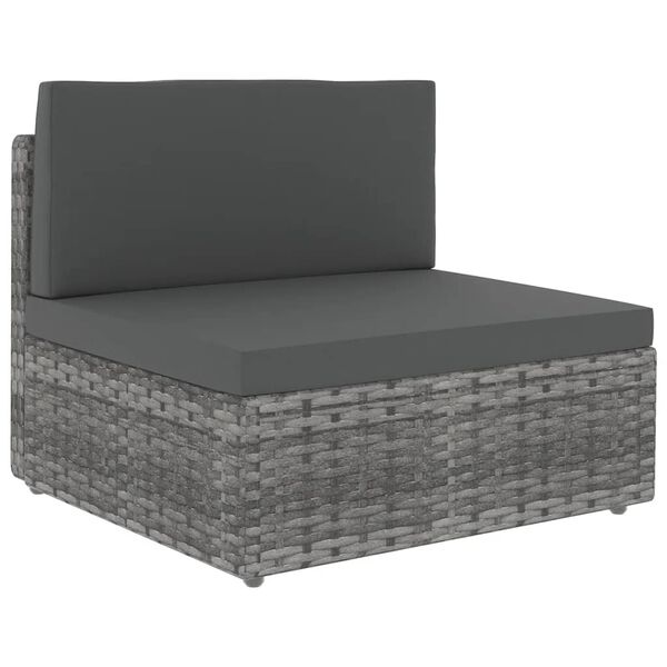 vidaXL Set Divani da Giardino 9 pz con Cuscini in Polyrattan Grigio