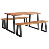 vidaXL Set da Pranzo 3 pz con Bordi Vivi in Legno Massello di Acacia