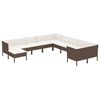 vidaXL Set Divani da Giardino 11 pz con Cuscini in Polyrattan Marrone