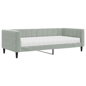 vidaXL Divano Letto con Materasso Grigio Chiaro 90x200 cm in Velluto