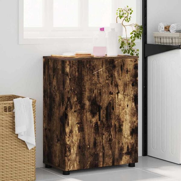 vidaXL Mobile da Bagno con archiviazione Rovere fum&eacute; 60 x 35 x 80 cm