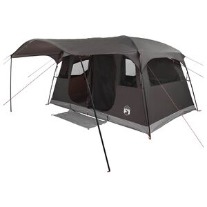 vidaXL Tenda a tunnel 10 persona Marrone Grigio Poliestere e Acciaio
