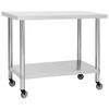 vidaXL Tavolo da Lavoro Cucina con Ruote 100x30x85 cm in Acciaio Inox