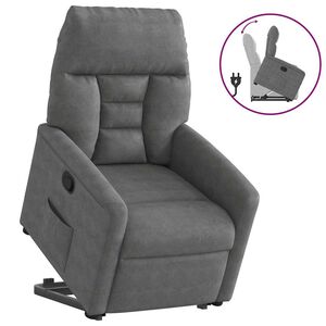 vidaXL Poltrona Alzapersona Reclinabile Grigio Scuro Microfibra