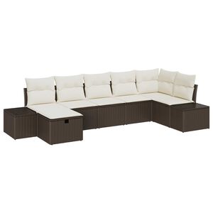 vidaXL Set Divano da Giardino con cuscino 7 pcs Marrone polyrattan