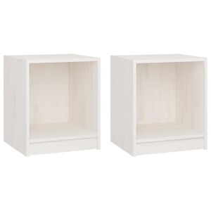 vidaXL Comodini 2 pz Bianchi 35,5x33,5x41,5 cm Legno Massello di Pino