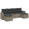 vidaXL Set Divano da Giardino 6pz con Cuscini Grigio Chiaro Polyrattan
