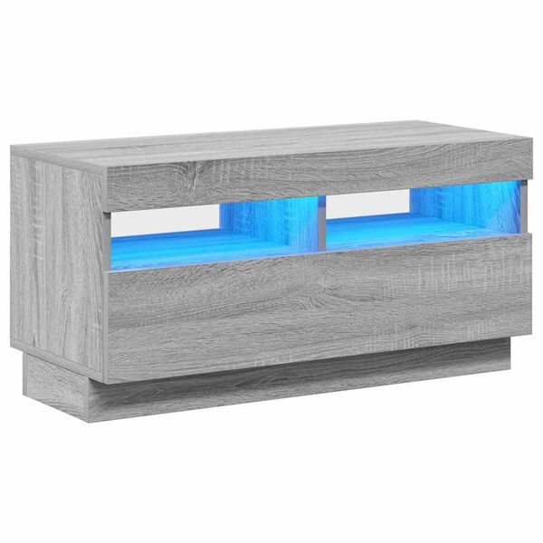 vidaXL Mobile Porta TV con Luci LED Grigio Sonoma 80x35x40 cm