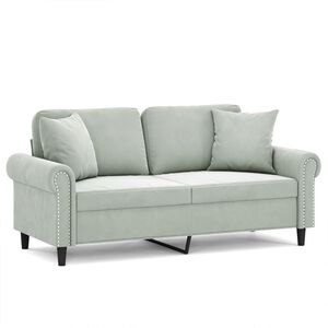vidaXL Divano a 2 Posti con Cuscini Grigio Chiaro 140 cm in Velluto