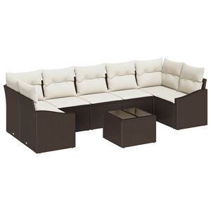 vidaXL Set di divani con cuscino 8 pcs Marrone e Crema polyrattan