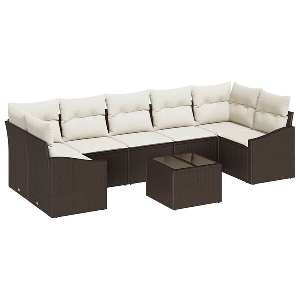 vidaXL Set di divani con cuscino 8 pcs Marrone e Crema polyrattan