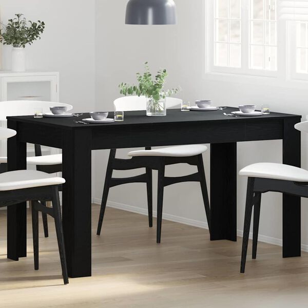 vidaXL Tavolo da pranzo Rovere Nero 140 x 74,5 x 76 cm polyrattan
