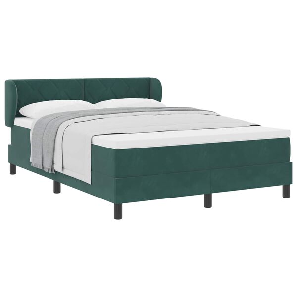 vidaXL Letto a molle con materasso Verde scuro 140 x 200 cm Velluto