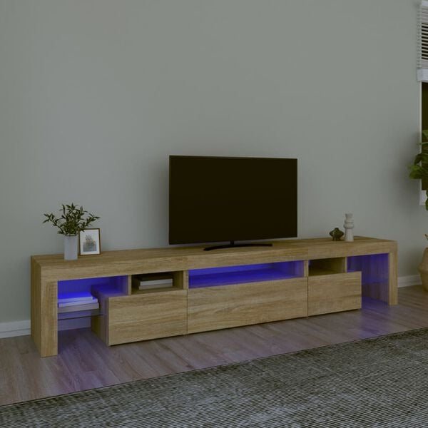 vidaXL Mobile Porta TV con Luci LED Rovere Sonoma 215x36,5x40 cm
