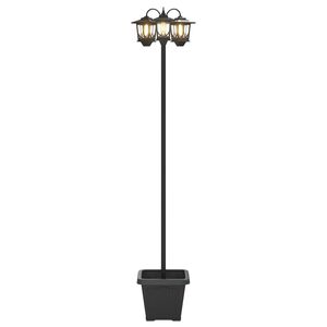 vidaXL Lampione a 3 teste Nero 32 x 32 x 188 cm Alluminio e ABS