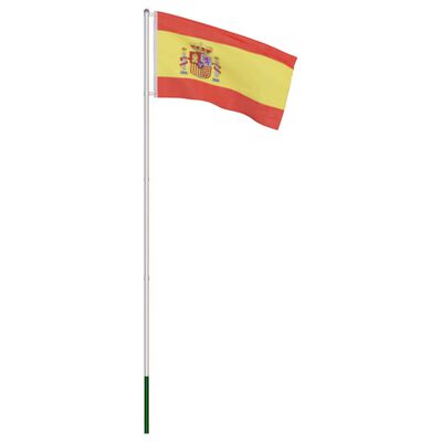 vidaXL Bandiera della Spagna con Pennone in Alluminio 4 m