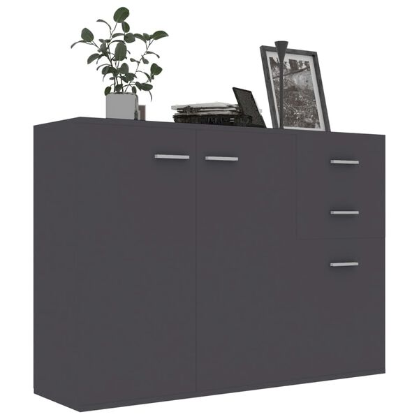 vidaXL Credenza Grigia 105x30x75 cm in Legno Multistrato